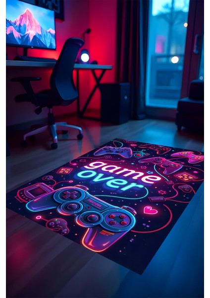 Gaming Halı Dijital Baskı Oyun Odası Halısı Kaymaz Taban Yıkanabilir Gamer Modern Tasarım