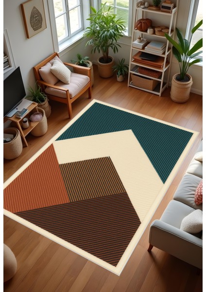 Makinede Yıkanabilir Geometrik Desen Kaymaz Taban Leke Tutmaz Mutfak Halısı Salon Halısı ve Yolluk