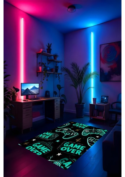 Gaming Halı Dijital Baskı Oyun Odası Halısı Kaymaz Taban Yıkanabilir Gamer Modern Tasarım fırsatları