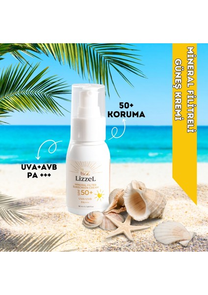 Mıneral Fılter Sunscreen Cream Spf 50+ Uva+Uvb Pa+++ Mineral Filitreli Güneş Kremi