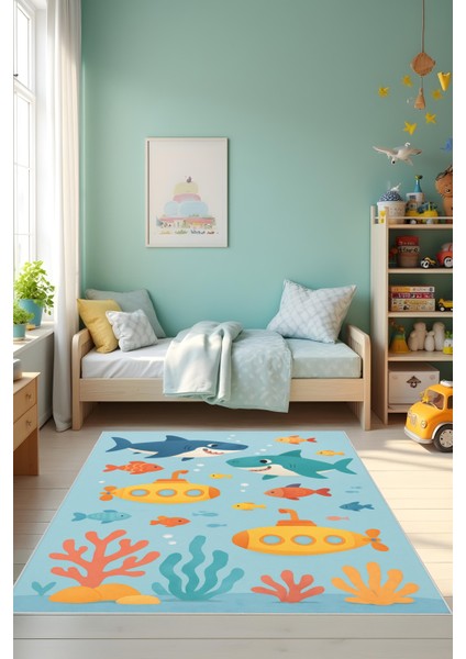 Dijital Baskı Çocuk Odası Halısı Makinede Yıkanabilir Anti Bakteriyel Leke Tutmaz Kaymaz Taban. fiyatları