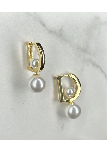 Gold Altın Incili Marka Model Sallantılı Halka Küpe