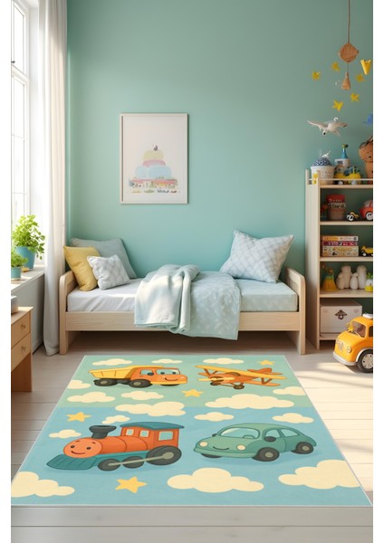 Dijital Baskı Çocuk Odası Halısı Makinede Yıkanabilir Anti Bakteriyel Leke Tutmaz Kaymaz Taban. fiyatları