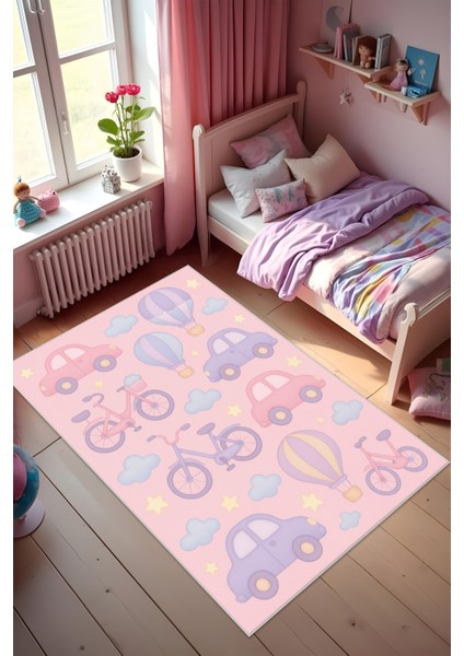 Dijital Baskı Çocuk Odası Halısı Makinede Yıkanabilir Anti Bakteriyel Leke Tutmaz Kaymaz Taban.