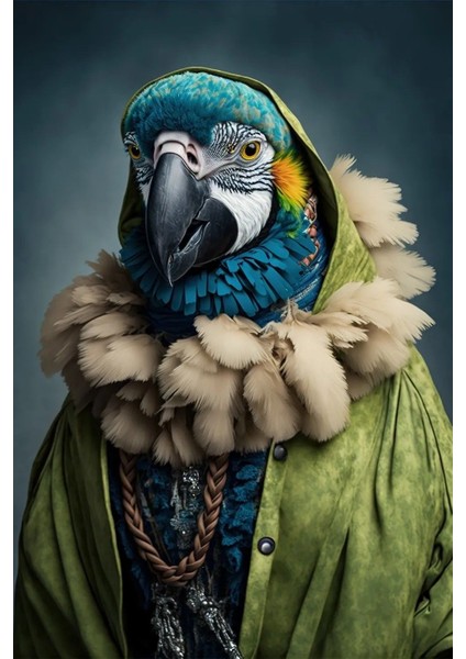 Kapşonlu Papağan Ev Duvar Salon Güzellik Salonu Ofis Dükkan Dekarasyon Kanvas Tablo fiyatları