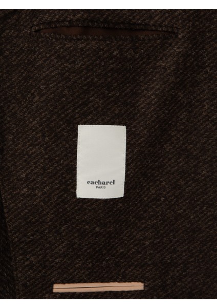 Erkek Kahverengi Slim Fit Yün Karışımlı Flanel Görünümlü Ceket 50316800-VR029