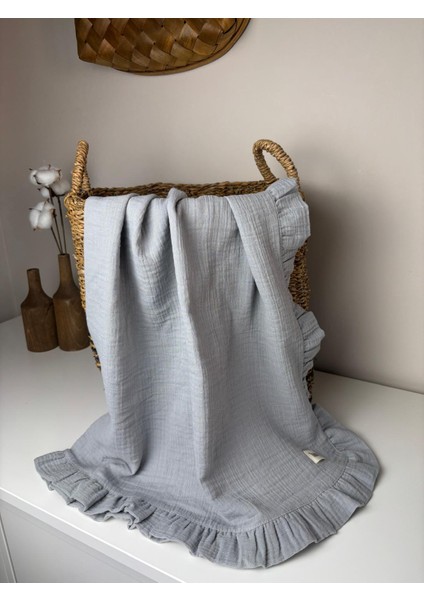 Bürümcük 2 Katlı Müslin Fırfırlı Örtü Bebek Battaniyesi %100 Organik Pamuk 110X110 cm fiyatları