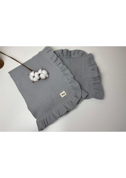 Bürümcük 2 Katlı Müslin Fırfırlı Örtü Bebek Battaniyesi %100 Organik Pamuk 110X110 cm fırsatları