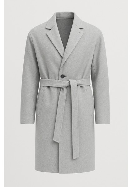 Carlo Oversize Kaşe Kumaş Fileto Cepli Kışlık Erkek Kaban - Gri