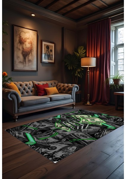 Makinede Yıkanabilir Dijital Baskı Dolar Desenli Gamer Halısı Kaymaz Taban Çocuk Halısı ve Yolluk fiyatları