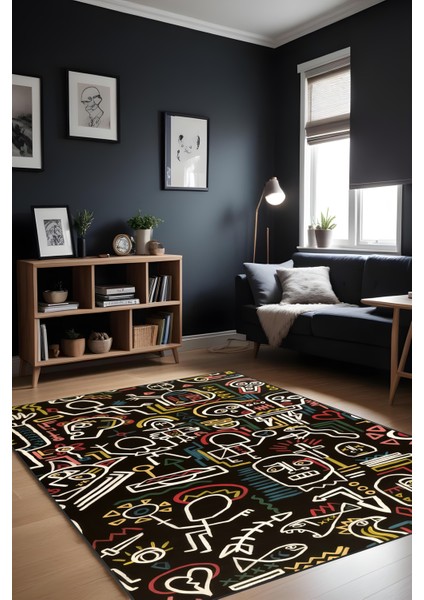 Makinede Yıkanabilir Renkli Desen Kaymaz Taban Leke Tutmaz Salon Halısı Çocuk Halısı ve Yolluk