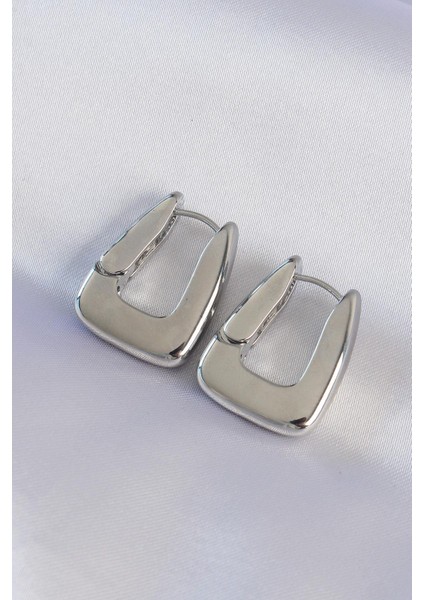Pirinç Gümüş Renk Kalın Küpe - PRT3500EB01527