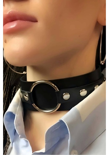 Mulvxjrt JRT02 Halka Detaylı Ayarlı Geniş Şerit Şık Deri Choker Boyun Aksesuar - 671 (Mulvix) fiyatları