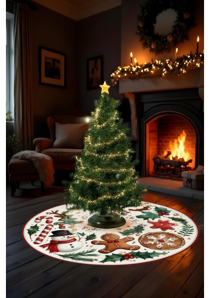 Yılbaşı Temalı Yeni Yıl Halısı Noel Halısı Christmas Parti Halısı Dijital Baskı Makinada Yıkanabilir