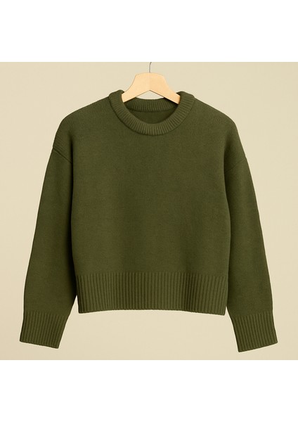 Rtd&vld Kadın Bisiklet Yaka Yumuşak Dokulu Rahat Triko Kazak Haki fiyatları