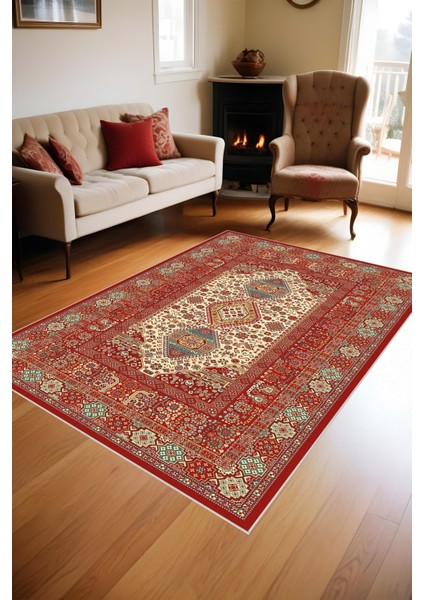 Dijital Baskı Klasik Desenli Çerçeveli Dekoratif Makinada Yıkanabilir Salon ve Yolluk Halısı