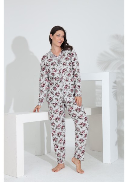 Angelique %100 Pamuk Uzun Kol Boydan Düğmeli Kadın Pijama Takımı 21514 fiyatları