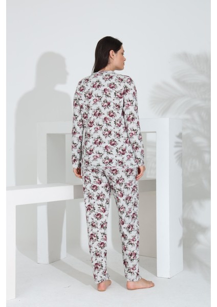 Angelique %100 Pamuk Uzun Kol Boydan Düğmeli Kadın Pijama Takımı 21514 indirimleri