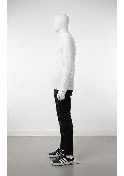 Erkek Standart Fit Rahat Kesim Waffle Dokulu Bisiklet Yaka Pamuklu Sweatshirt fırsatları