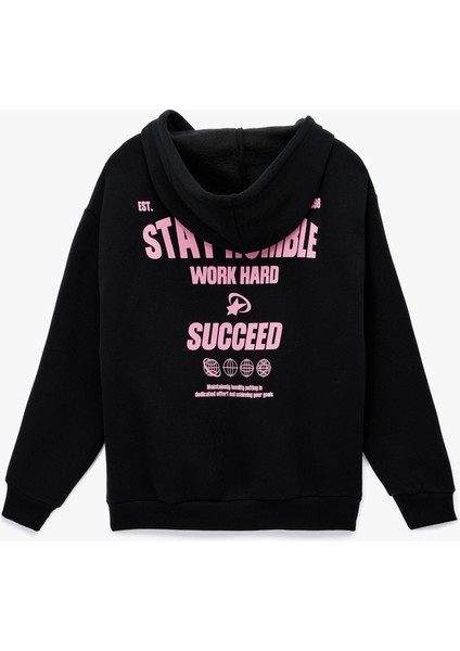 Arkası Baskılı Uzun Kollu Fermuarlı Kapüşonlu Şardonlu Oversize Sweatshirt fiyatları