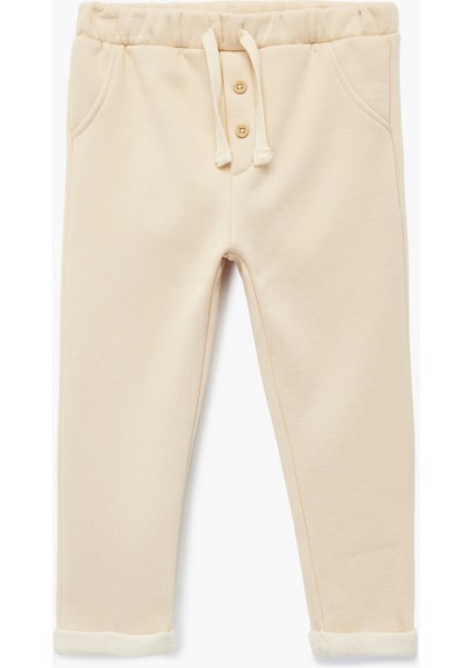 Şardonlu Beli Lastikli Düğmeli Basic Jogger Eşofman Altı