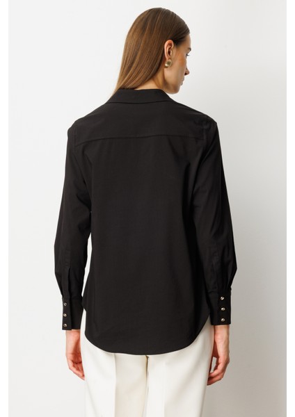 Kadın Polo Yaka Pamuklu Gömlek 3049 Siyah fırsatları