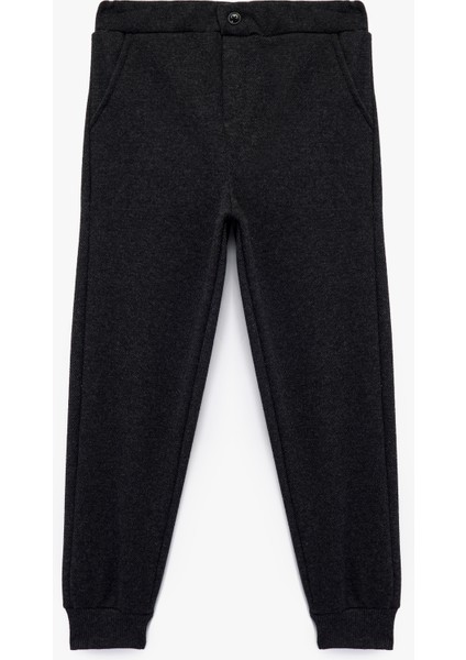 Düğmeli Cep Detaylı Basic Pantolon Görünümlü Eşofman Altı