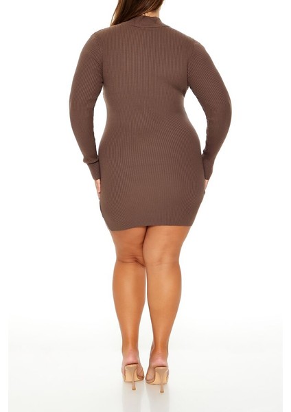 Plus Size Mini Kazak Elbise