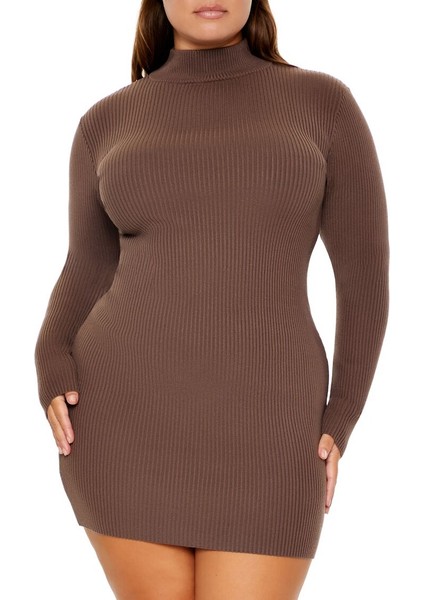 Plus Size Mini Kazak Elbise modelleri