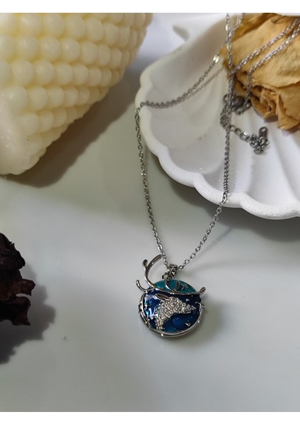 Madalyon Geyikli Mavi Açılabilir Kapaklı Resim Koyulabilen Paslanmaz Çelik Kolye fırsatları