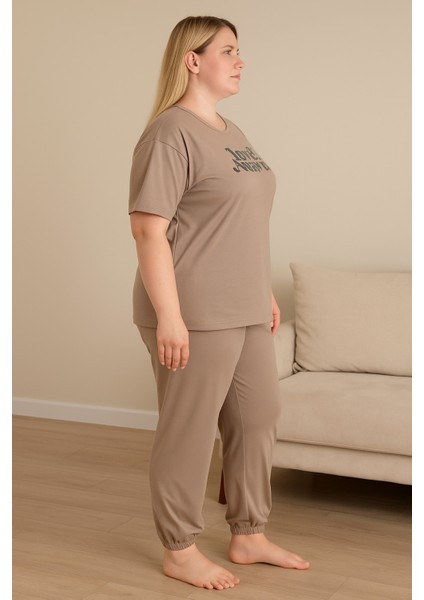 Kadın Büyük Beden Pijama Takımı Kahv-Lov-Ans fiyatları