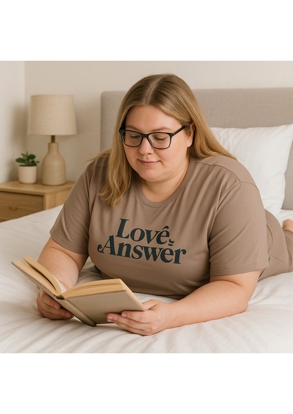 Kadın Büyük Beden Pijama Takımı Kahv-Lov-Ans indirimleri