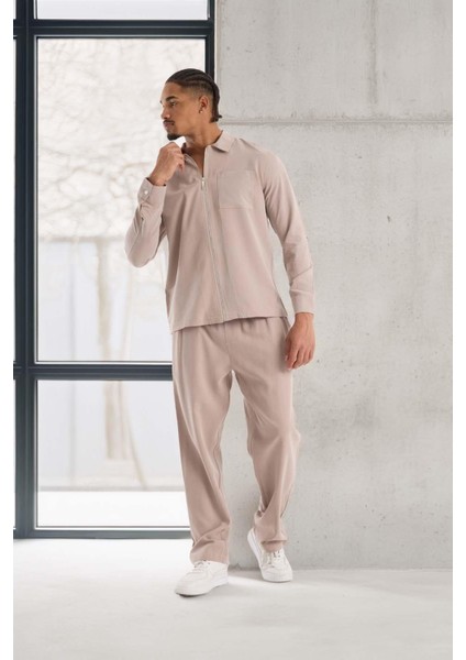 Baggy Kalıp Cupra Kumaş Jogger Erkek Eşofman Takımı - Bej fırsatları