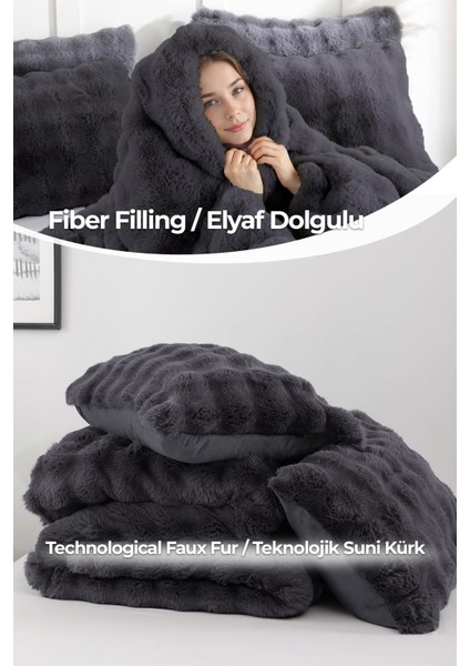 Kürk Yorgan Tek Kişilik Dolgulu Peluş Yumuşak Wellsoft Çift Taraflı Yatak Örtüsü 2 Parça Set Lory indirimleri