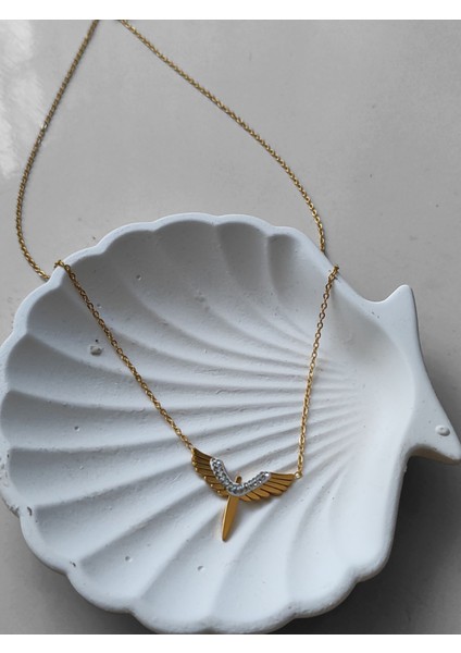 Melek Kanadı Gold Paslanmaz Paslanmaz Çelik Kolye fırsatları