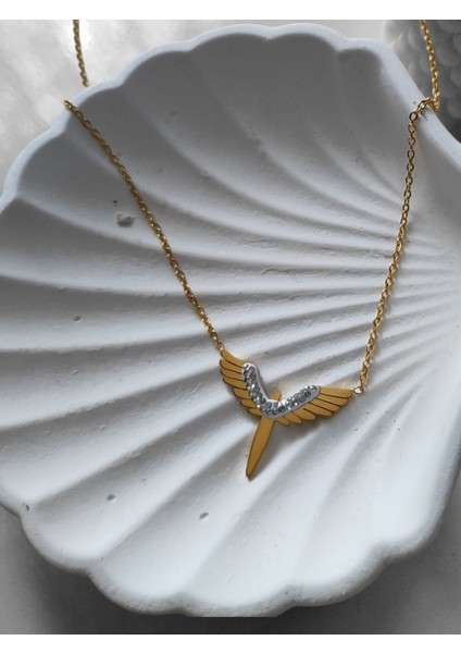 Melek Kanadı Gold Paslanmaz Paslanmaz Çelik Kolye indirimleri