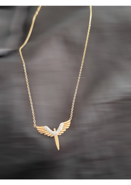 Melek Kanadı Gold Paslanmaz Paslanmaz Çelik Kolye
