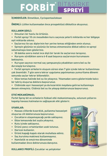 Forbit Bit ve Sirke Spreyi 100 ml fiyatları