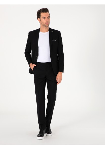 Erkek Siyah Slim Fit Yün Karışımlı Ceket 50314630-VR046 fırsatları