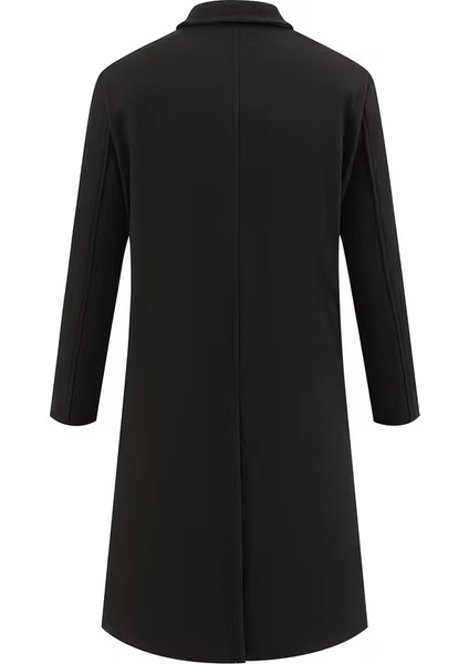 Erkek Siyah Dar Kesim Uzun Yün Karışımlı Kaşe Palto fiyatları