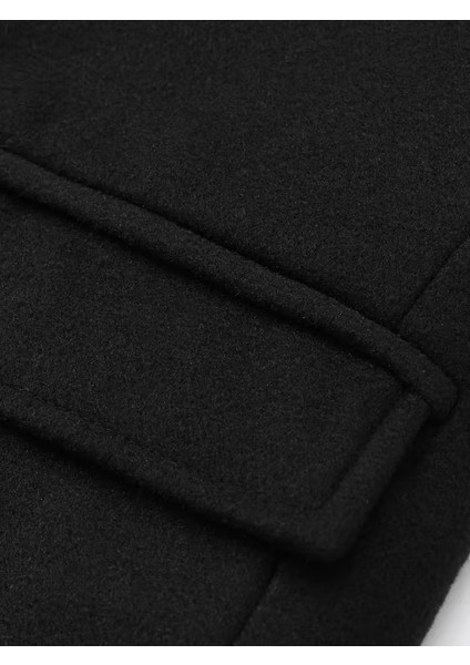 Erkek Siyah Dar Kesim Uzun Yün Karışımlı Kaşe Palto fırsatları