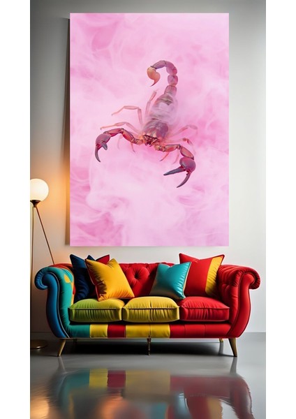Tatlı Pembe Akrep V1 Ev Duvar Salon Güzellik Salonu Ofis Dükkan Dekarasyon Kanvas Tablo