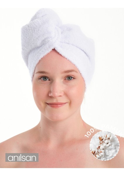 %100 Pamuk Beyaz Havlu Bone Saç Kurutma Bonesi Kafa Havlusu Duş Banyo Bonesi Islak Saç Kurulama Bone