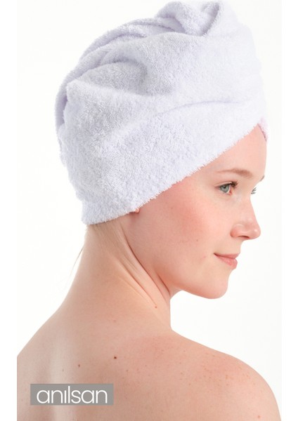 %100 Pamuk Beyaz Havlu Bone Saç Kurutma Bonesi Kafa Havlusu Duş Banyo Bonesi Islak Saç Kurulama Bone