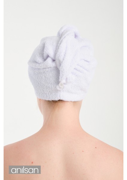 %100 Pamuk Beyaz Havlu Bone Saç Kurutma Bonesi Kafa Havlusu Duş Banyo Bonesi Islak Saç Kurulama Bone