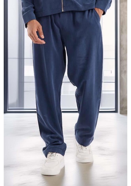 Baggy Kalıp Cupra Kumaş Jogger Erkek Eşofman Takımı - Lacivert modelleri