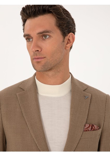 Erkek Bej Slim Fit Yün Karışımlı Dokulu Ceket 50310768-VR011 fiyatları