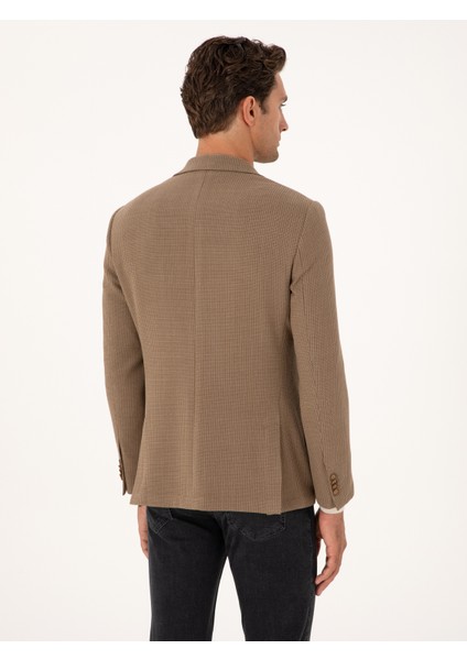 Erkek Bej Slim Fit Yün Karışımlı Dokulu Ceket 50310768-VR011 indirimleri