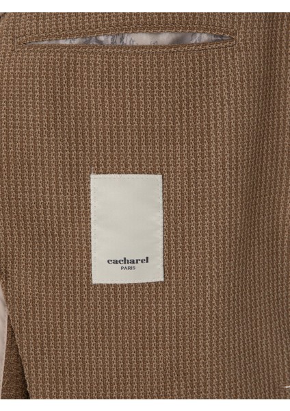 Erkek Bej Slim Fit Yün Karışımlı Dokulu Ceket 50310768-VR011