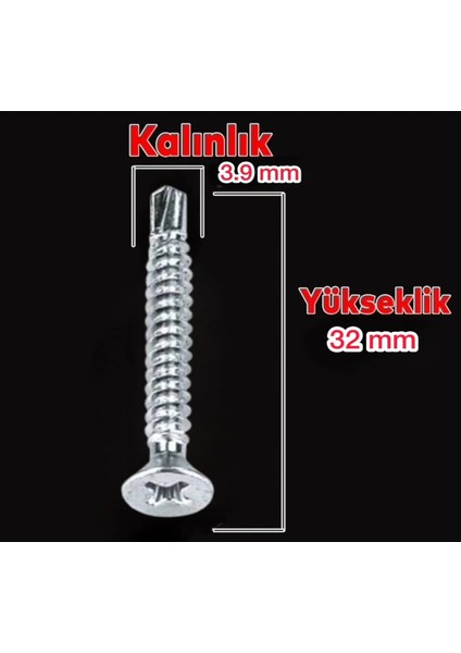 3,9X32 mm Yhb Matkap Uçlu Metal Sac Vidası 200 Adet fiyatları